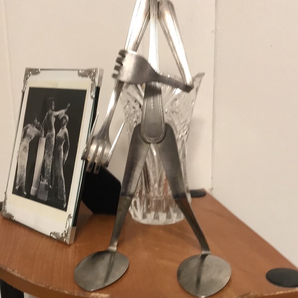 Fork n spoon art form /person done w stainless steel spoons/forks.    12” high - Picture 7 of 8